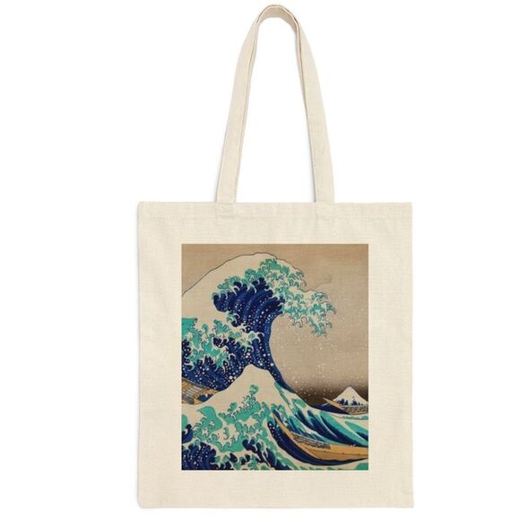 Kanagawa Great Wave Cotton Tote Bag - Picture 1 of 7